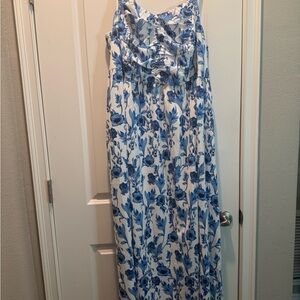 Floral Blue and White Maxi Dress